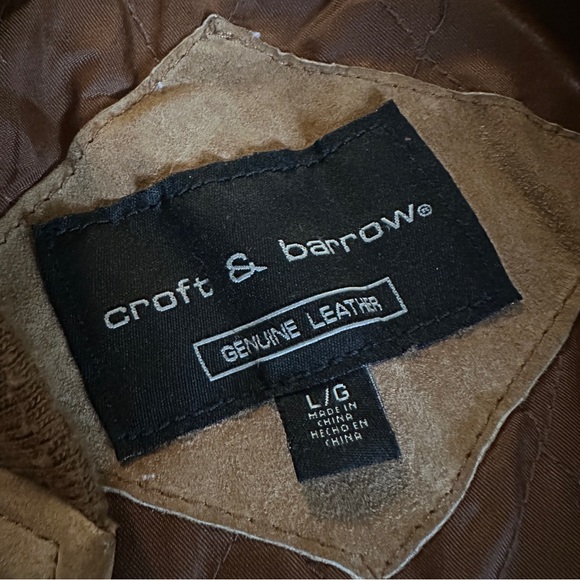 Croft & Barrow Genuine Leather Suede Bomber Winter Jacket Tan Men's Size L - Picture 6 of 12